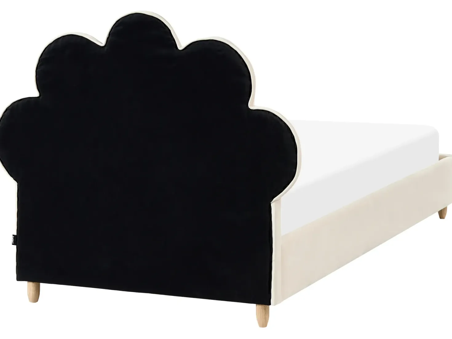 Børneseng Muslingeskal Velour NEULISE 90 x 200 cm Beige