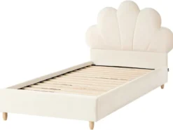 Børneseng Muslingeskal Velour NEULISE 90 x 200 cm Beige
