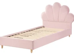 Børneseng Muslingeskal Velour NEULISE 90 x 200 cm Lyserød