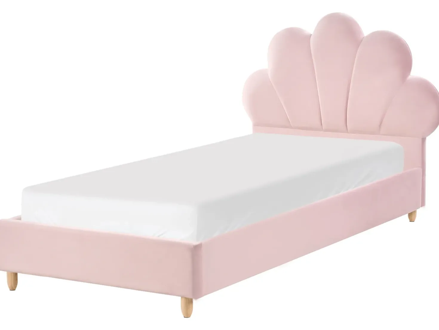 Børneseng Muslingeskal Velour NEULISE 90 x 200 cm Lyserød