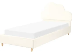 Børneseng Sky Velour BELLEVUE 90 x 200 cm Lys Beige