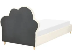 Børneseng Sky Velour BELLEVUE 90 x 200 cm Lys Beige