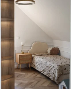 Børneseng Sky Velour BELLEVUE 90 x 200 cm Lys Beige