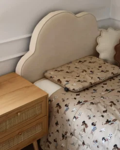 Børneseng Sky Velour BELLEVUE 90 x 200 cm Lys Beige