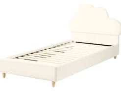 Børneseng Sky Velour BELLEVUE 90 x 200 cm Lys Beige