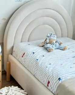 Børneseng Velour ANET 90 x 200 cm Beige