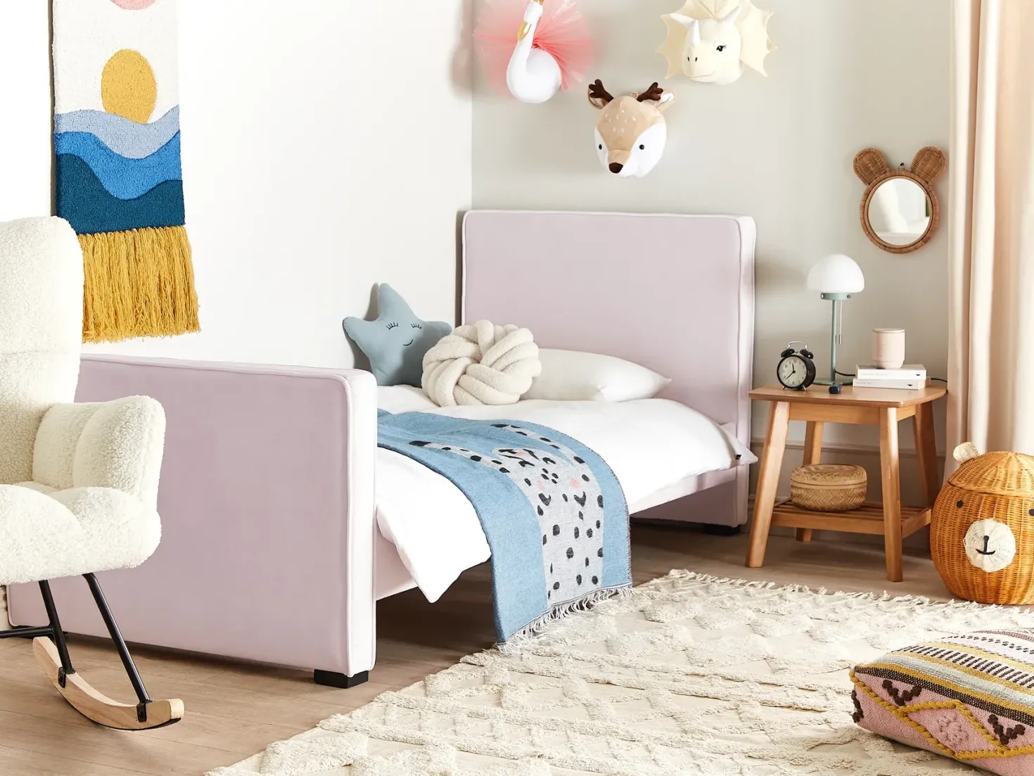 Børneseng Velour TEENIE 90 x 200 cm Pastellrosa
