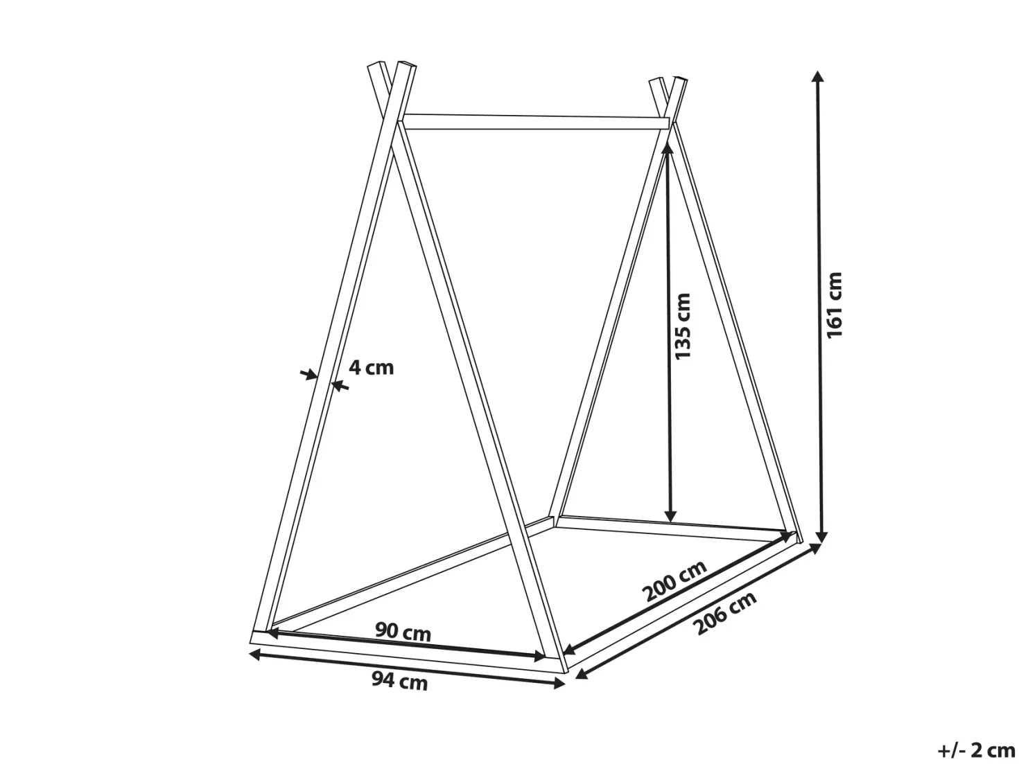 Børneseng Tipi Fyretræ SAURAT 90 x 200 cm Hvid