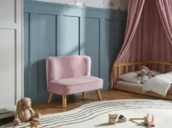 Børnesofa RISBY Velour Lyserød