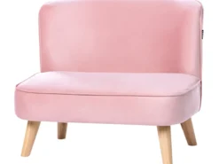 Børnesofa RISBY Velour Lyserød