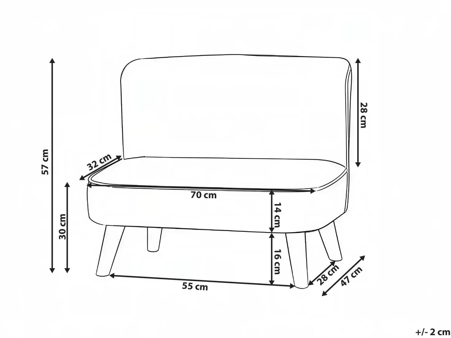 Børnesofa RISBY Velour Lyserød