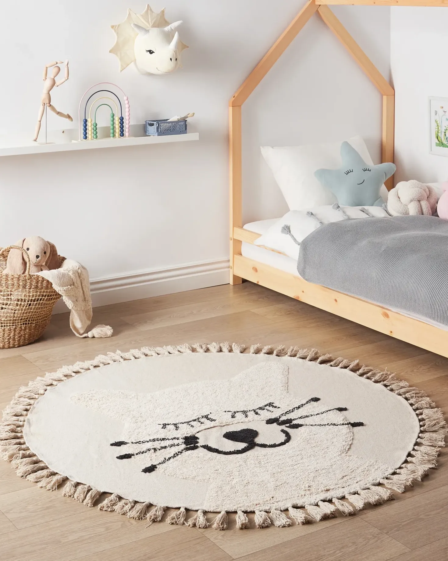 Børnetæppe ETSERI Beige ø 120 cm Bomuld