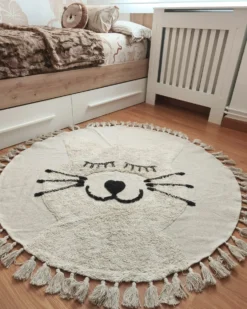 Børnetæppe ETSERI Beige ø 120 cm Bomuld