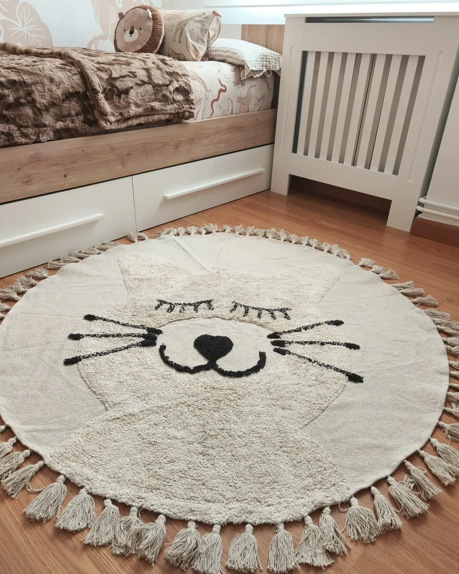 Børnetæppe ETSERI Beige ø 120 cm Bomuld