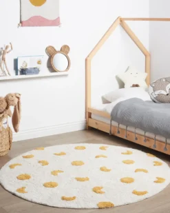 Børnetæppe LOTI Beige ø 140 cm Bomuld
