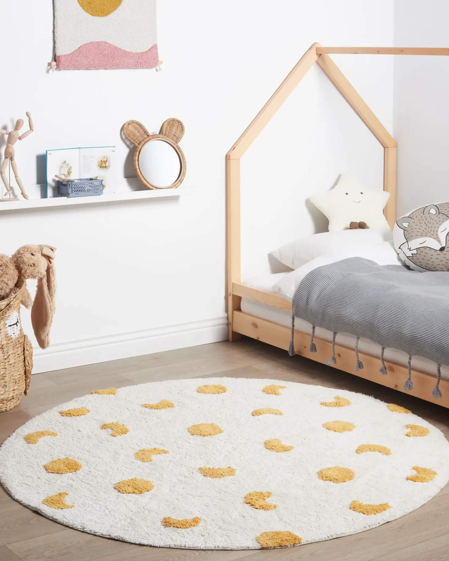 Børnetæppe LOTI Beige ø 140 cm Bomuld