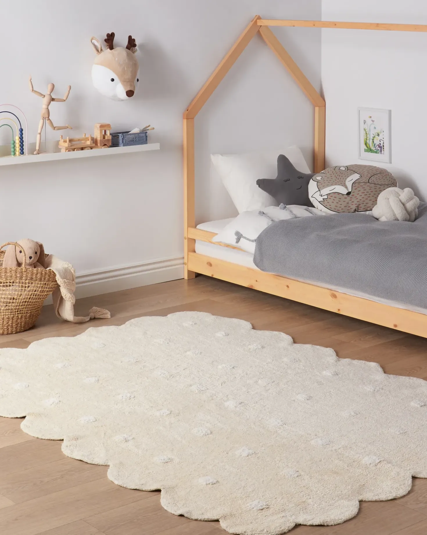 Børnetæppe SAREKI Beige 140 x 200 cm Bomuld