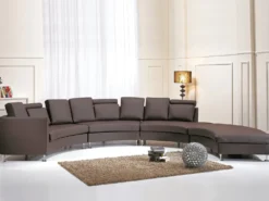 Buet sofa 7 personers ROTUNDE Ægte læder Brun