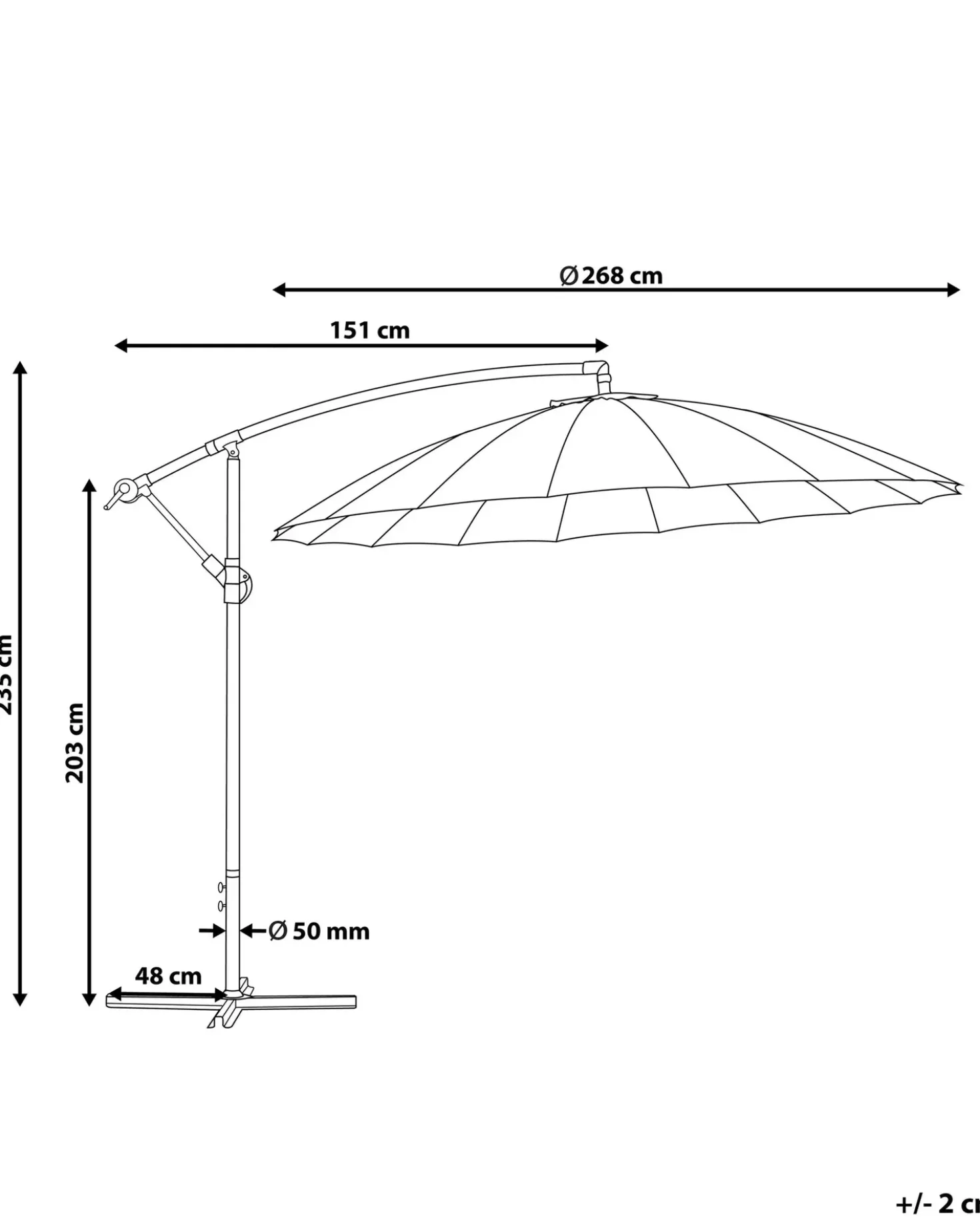 Cantilever parasol 268 cm CALABRIA II Mørkegrå