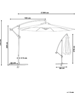 Cantilever parasol 300 cm RAVENNA Mørkegrå