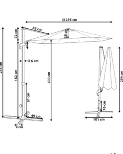 Cantilever parasol 295 cm SAVONA II Olivengrøn