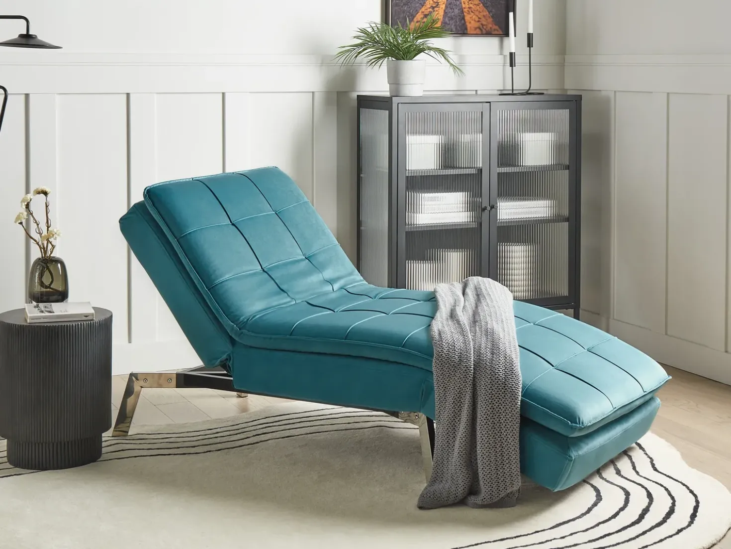 Chaiselong LOIRET Velour Blågrøn
