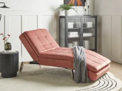 Chaiselong LOIRET Velour Lyserød