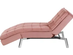 Chaiselong LOIRET Velour Lyserød