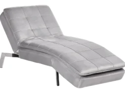 Chaiselong LOIRET Velour Lysegrå