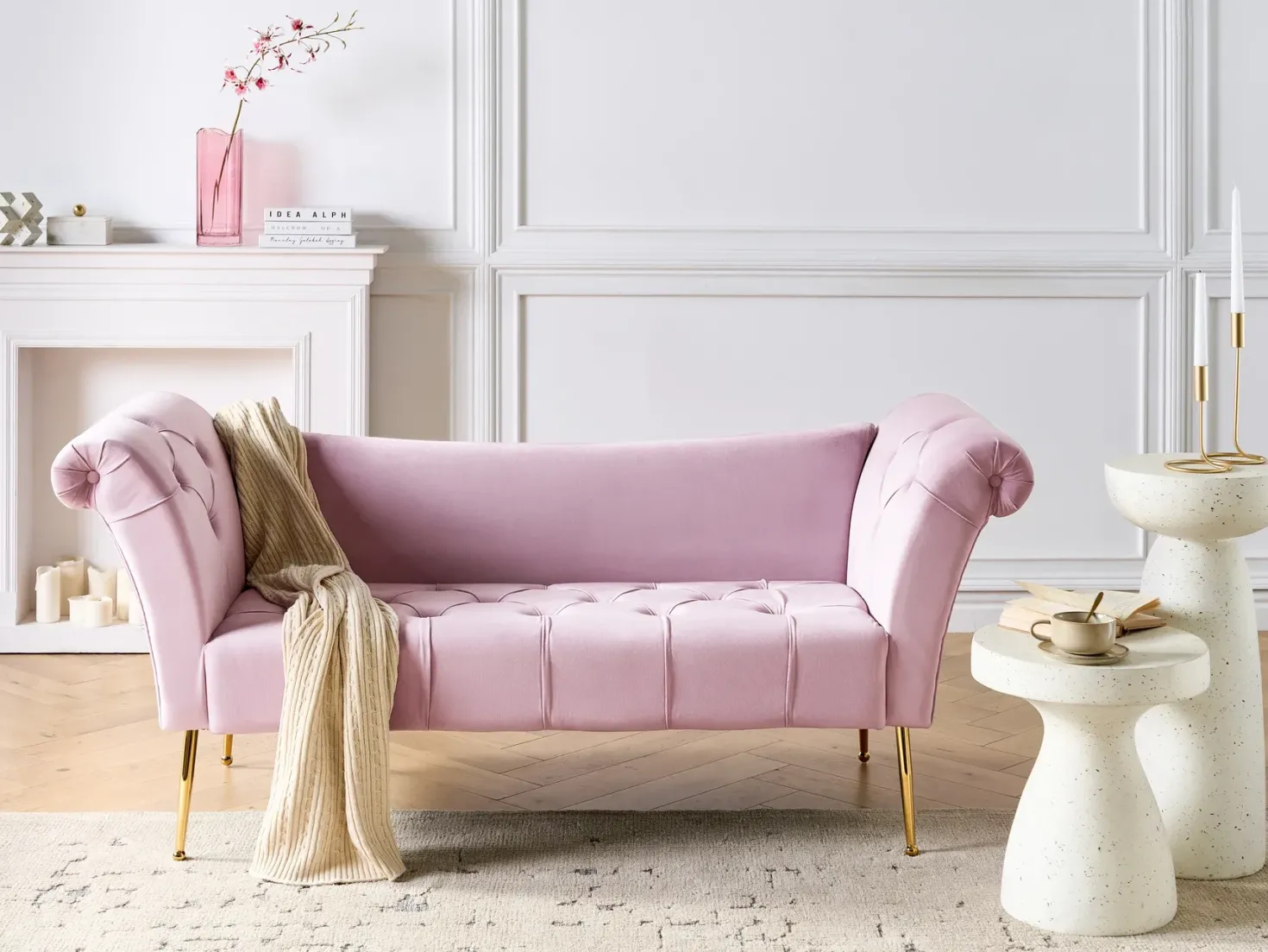 Chaiselong NANTILLY Velour Lysviolet