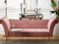 Chaiselong NANTILLY Velour Lyserød