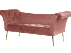 Chaiselong NANTILLY Velour Lyserød