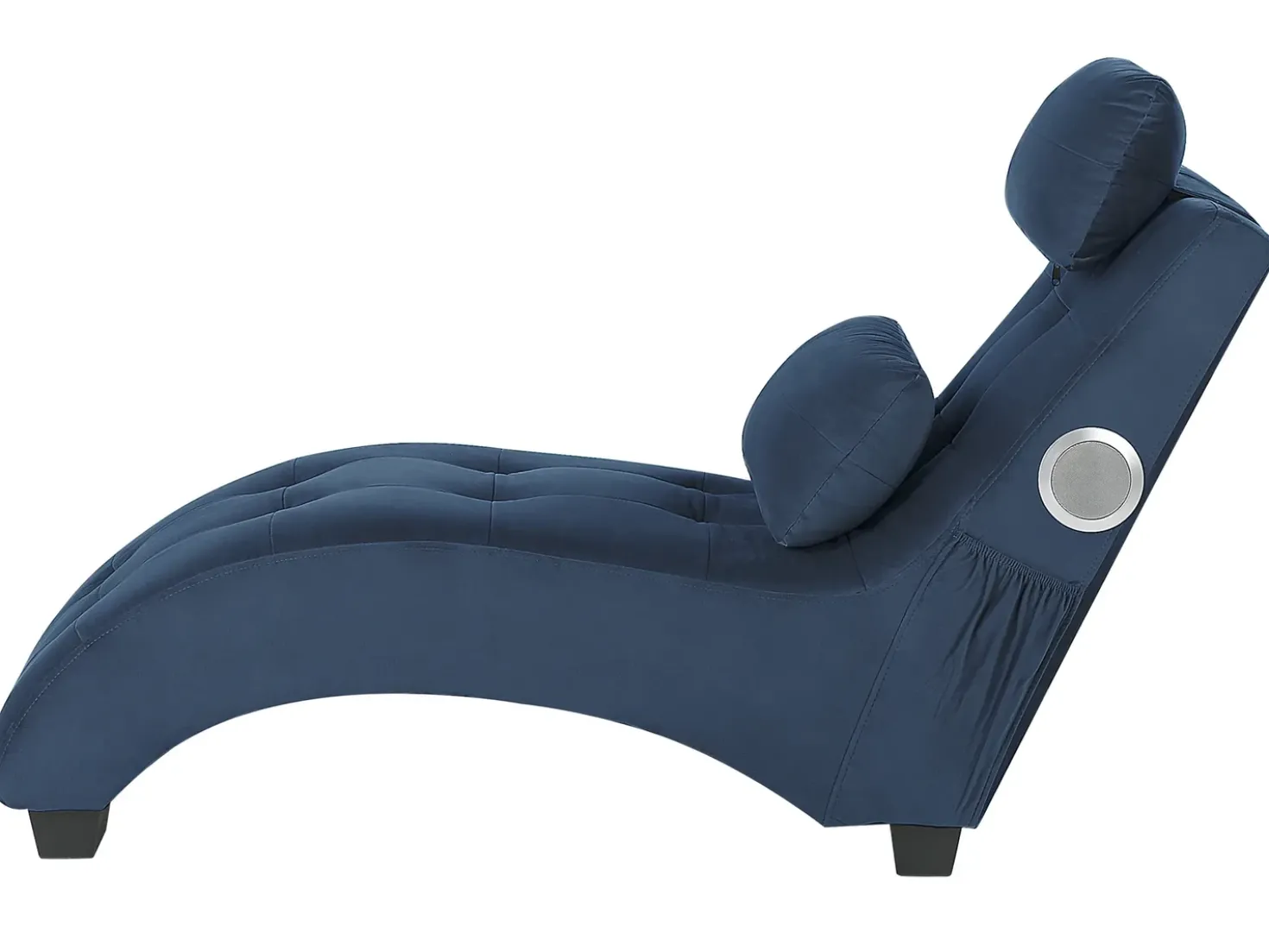 Chaiselong SIMORRE Velour Mørkeblå Med indbygget Bluetooth-højttaler