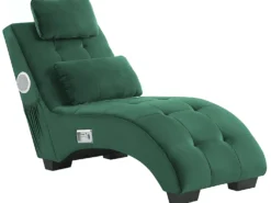 Chaiselong SIMORRE Velour Smaragdgrøn Med indbygget Bluetooth-højttaler