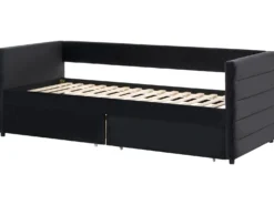 Daybed med opbevaring MARRAY Velour Sort 90 x 200 cm