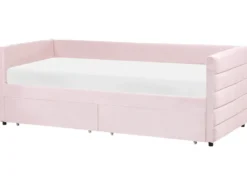 Daybed med opbevaring MARRAY Velour Pastellrosa 90 x 200 cm