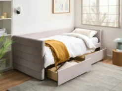 Daybed med opbevaring MARRAY Velour Lysegrå 90 x 200 cm