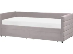 Daybed med opbevaring MARRAY Velour Lysegrå 90 x 200 cm