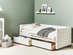 Daybed med opbevaring MARRAY Velour Cremehvid 90 x 200 cm