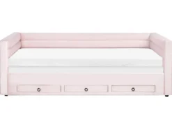 Daybed med opbevaring Velour MEUDON 90 x 200 cm Pastellrosa