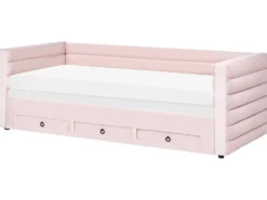 Daybed med opbevaring Velour MEUDON 90 x 200 cm Pastellrosa