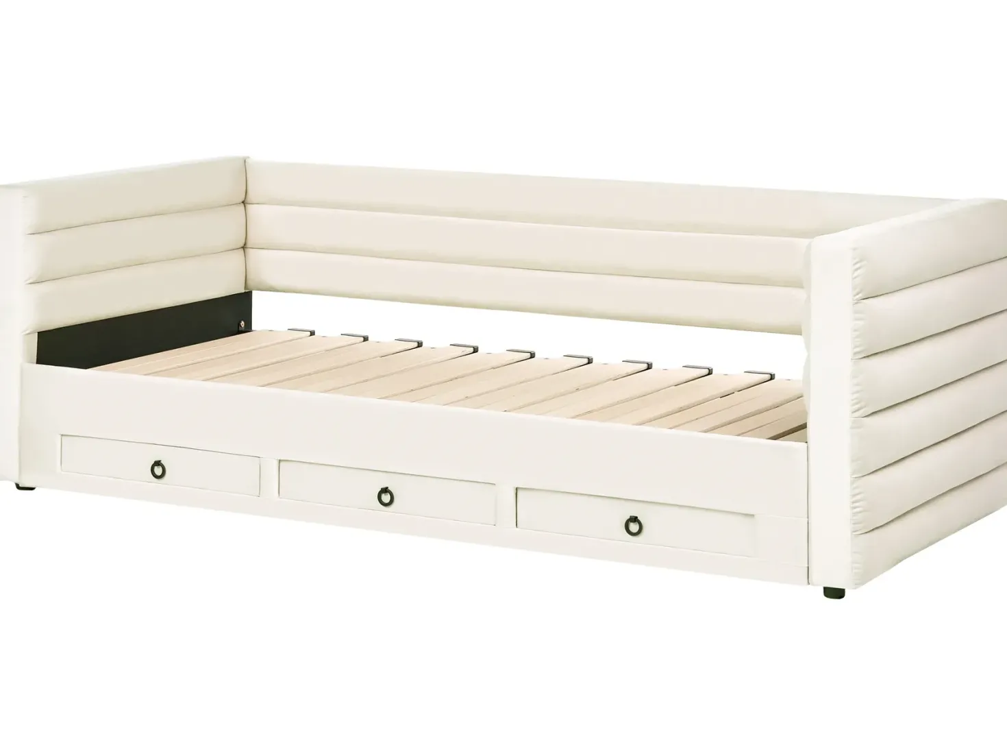 Daybed med opbevaring Velour MEUDON 90 x 200 cm Cremehvid