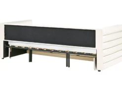 Daybed med opbevaring Velour MEUDON 90 x 200 cm Cremehvid