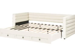 Daybed med opbevaring Velour MEUDON 90 x 200 cm Cremehvid