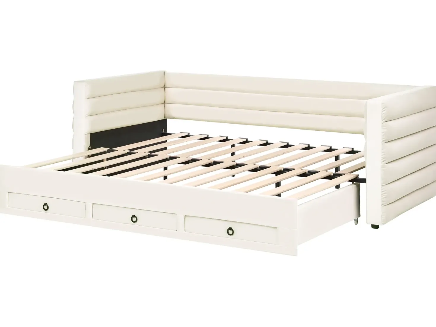 Daybed med opbevaring Velour MEUDON 90 x 200 cm Cremehvid