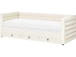 Daybed med opbevaring Velour MEUDON 90 x 200 cm Cremehvid