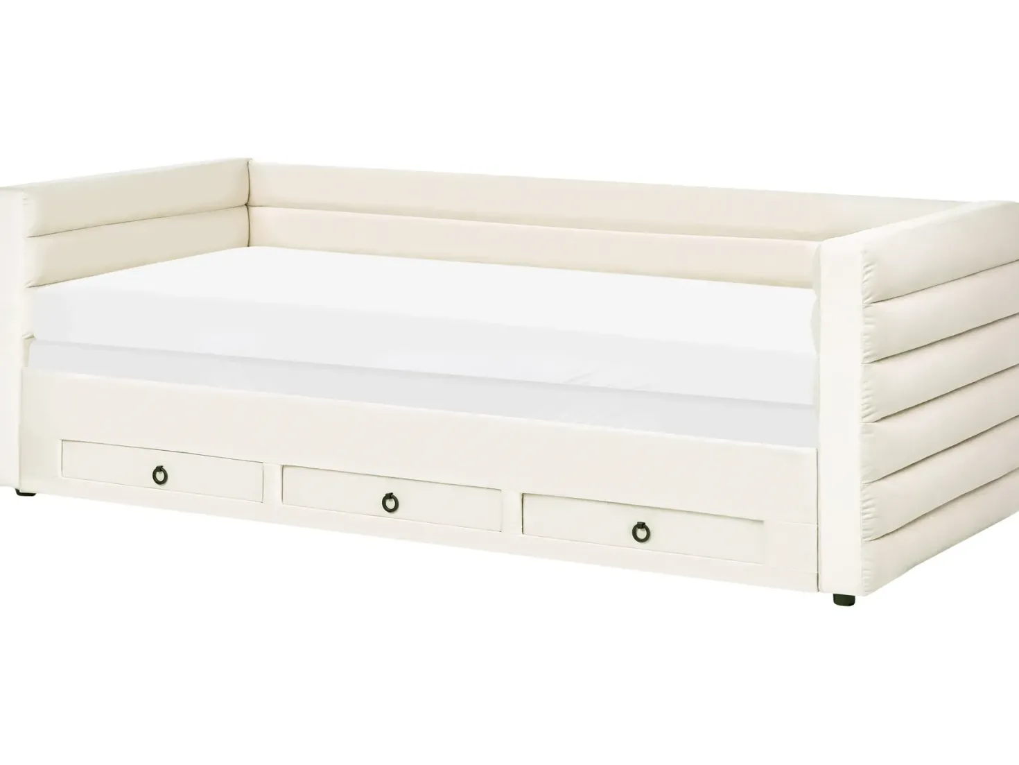 Daybed med opbevaring Velour MEUDON 90 x 200 cm Cremehvid