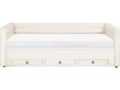 Daybed med opbevaring Velour MEUDON 90 x 200 cm Cremehvid