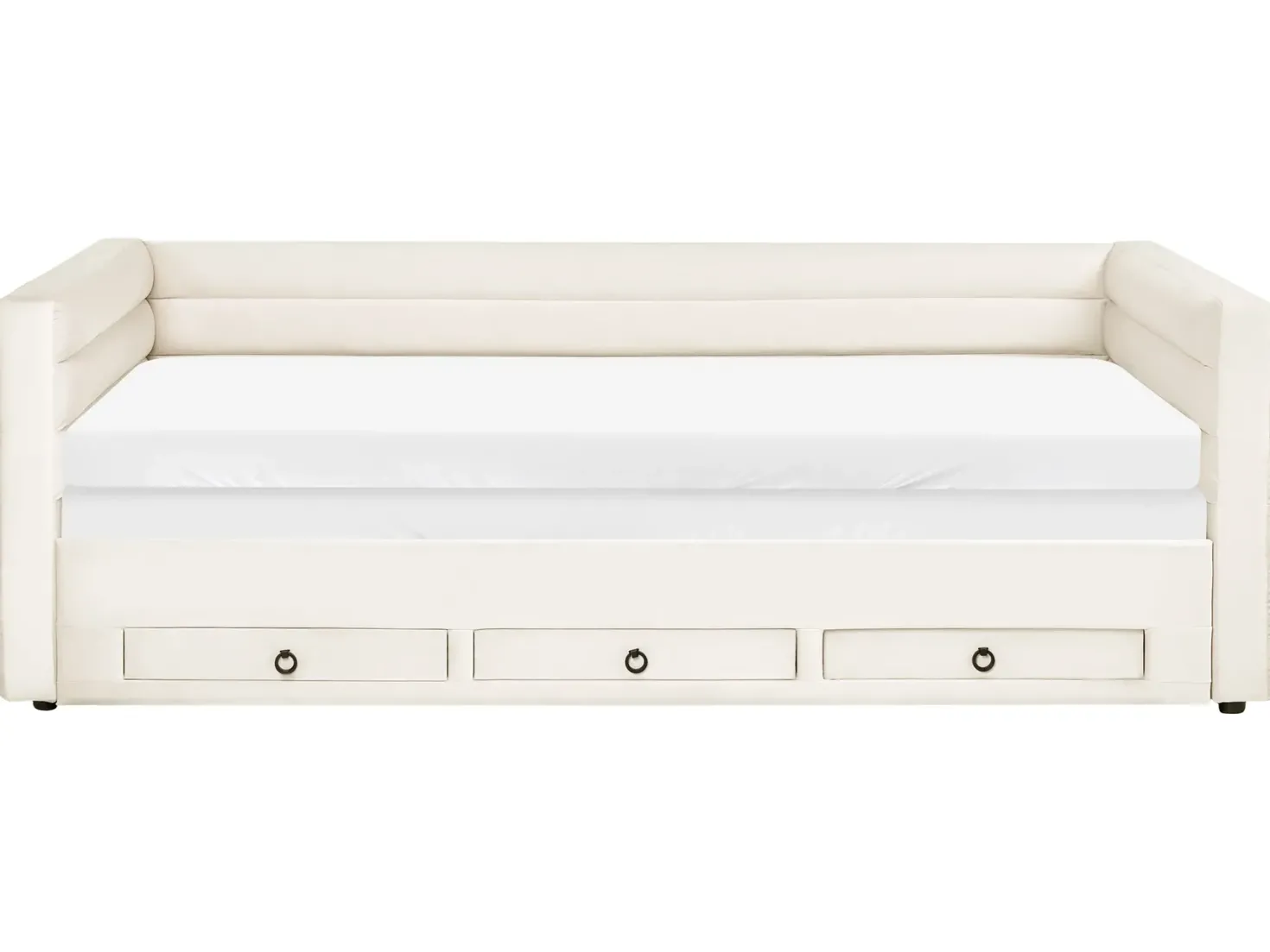Daybed med opbevaring Velour MEUDON 90 x 200 cm Cremehvid