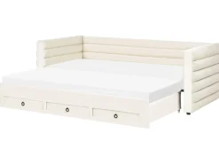 Daybed med opbevaring Velour MEUDON 90 x 200 cm Cremehvid